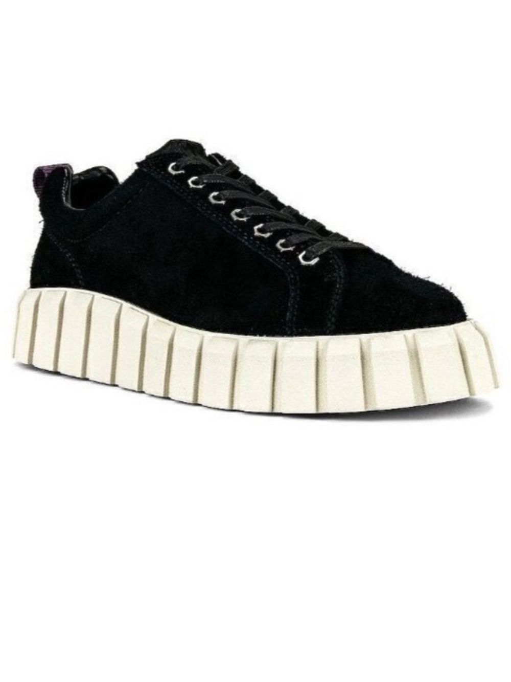 Eytys Odessa Black Canvas Platform Sneaker with Cream Ribbed Sole 10.5